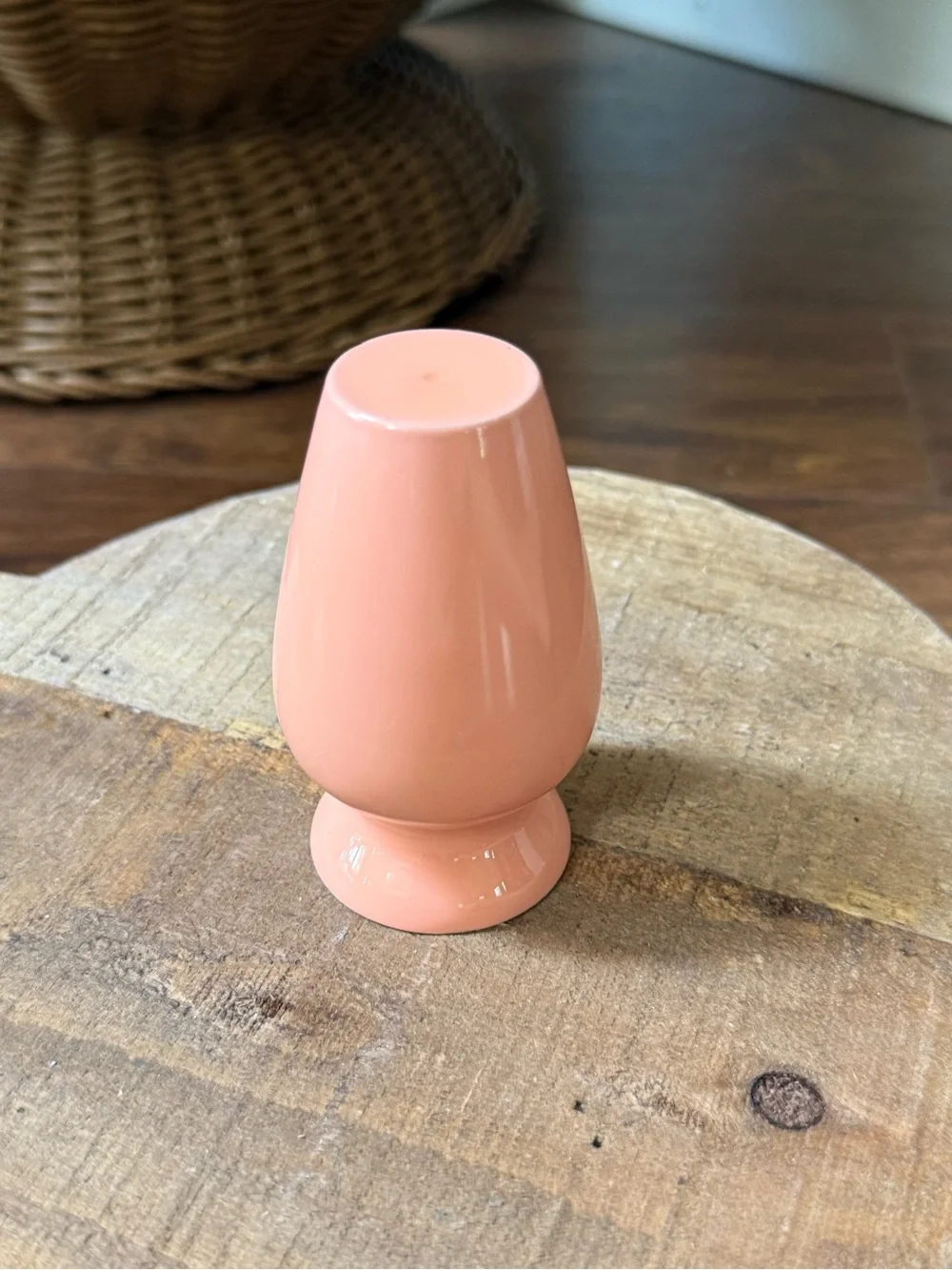 Vintage Miniature Pink Enamel On Brass Bud Vase 3.5” Tall RARE